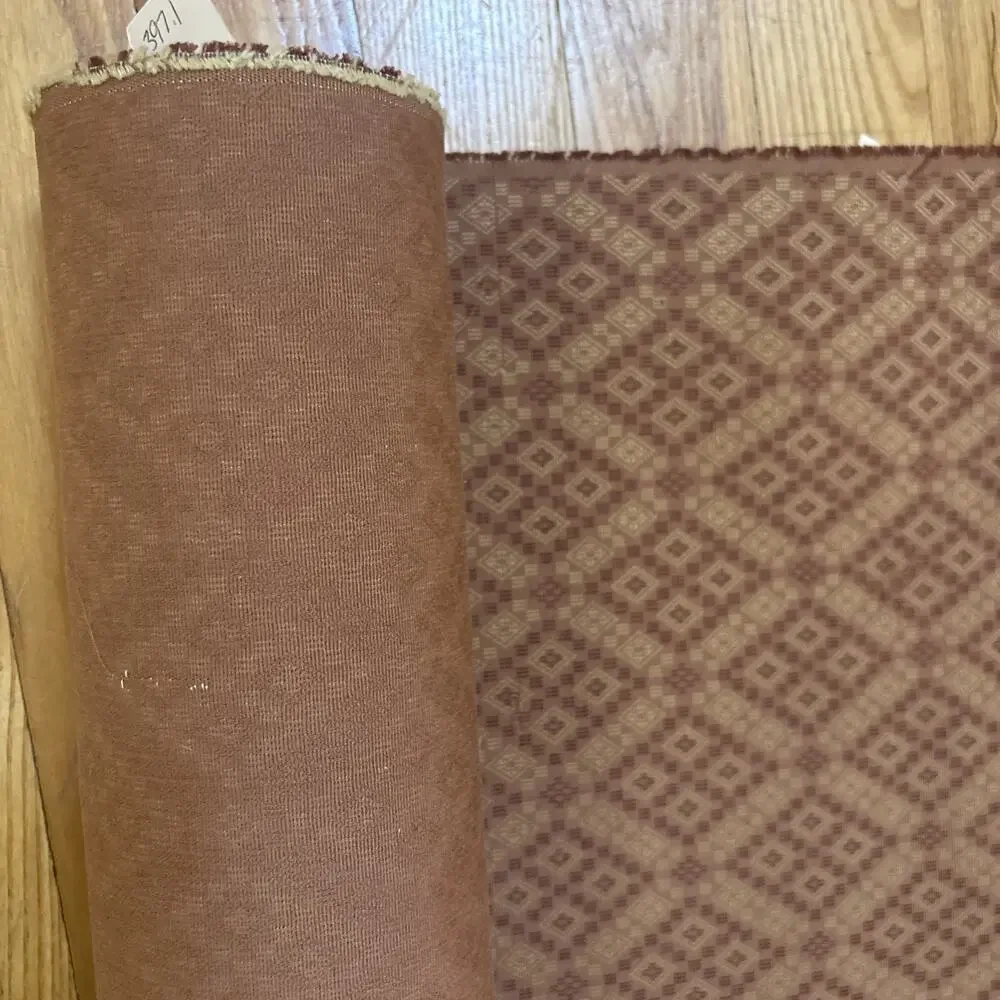 Vintage Brunschwig Fils Small Diamond Brocade Terracotta 5 yds Decorator Fabric